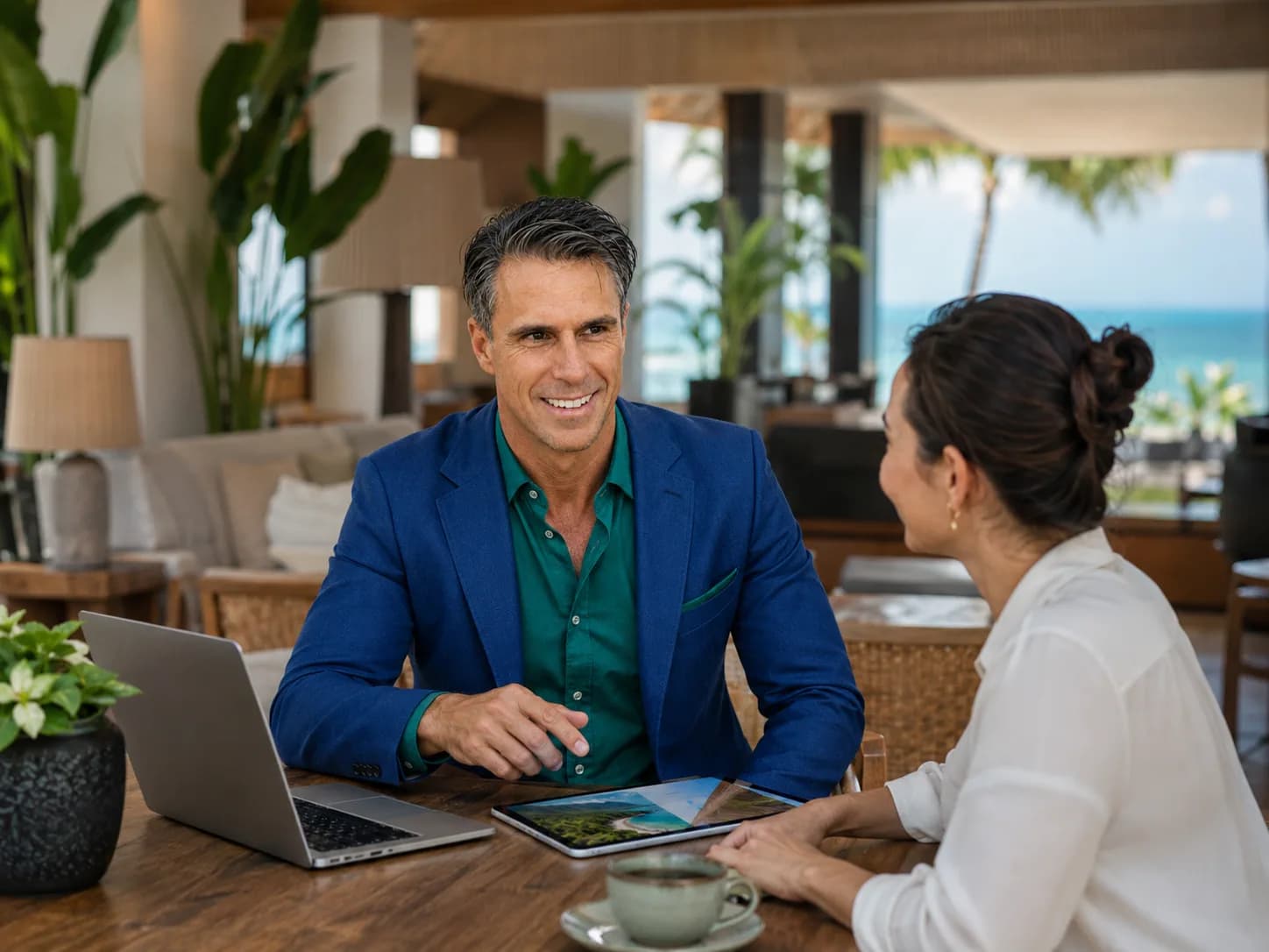Vanya Markiewicz meeting with a hospitality partner